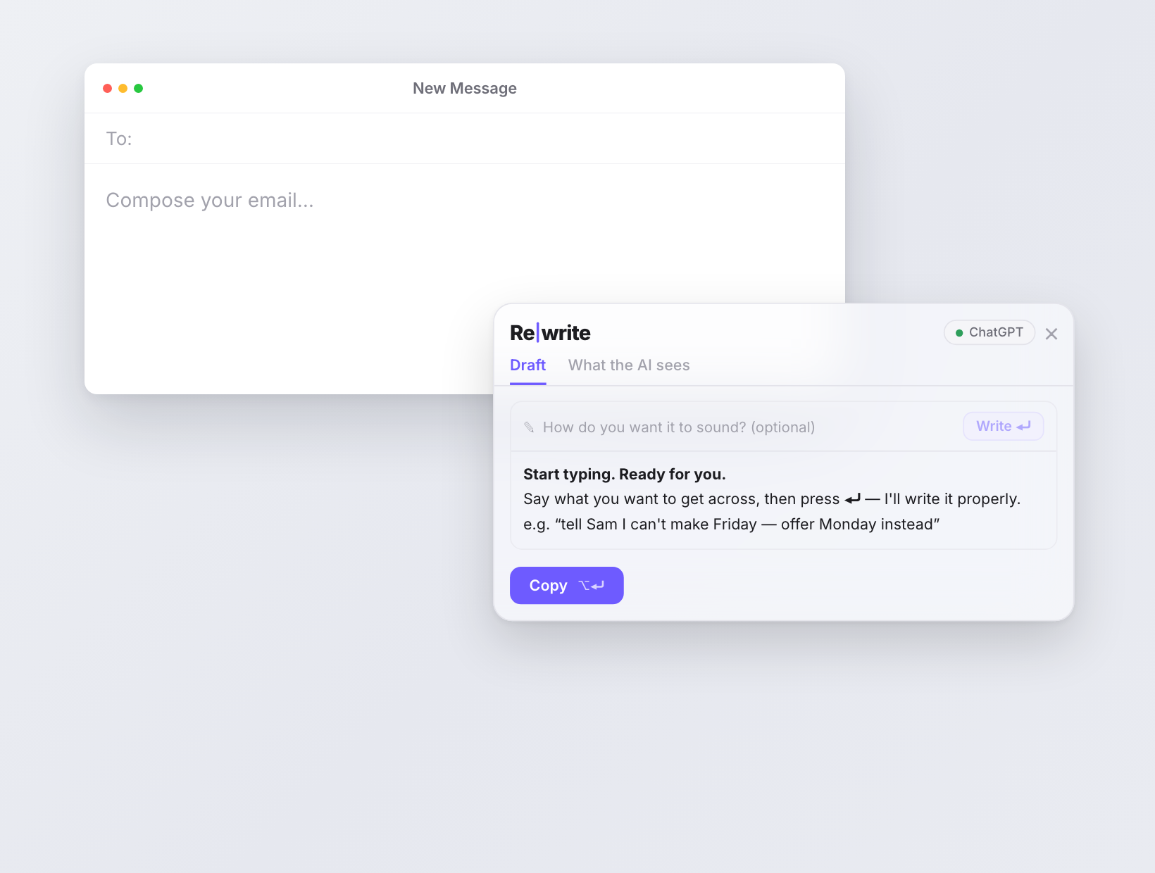 Rewrite drafting a message from notes in a blank email